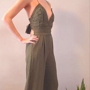 Low Cut Embroidered Jumpsuit